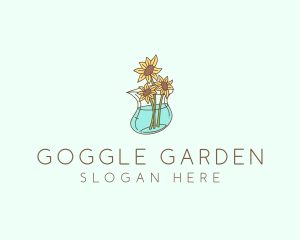 Floral Sunflower Pot  logo design