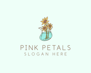 Floral Sunflower Pot  logo design