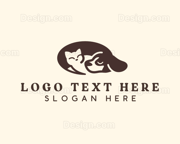 Sleeping Pet Cat Dog Logo