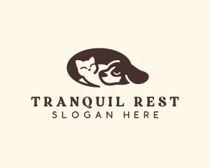 Sleeping Pet Cat Dog logo design