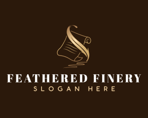 Elegant Feather Quill Pen logo design