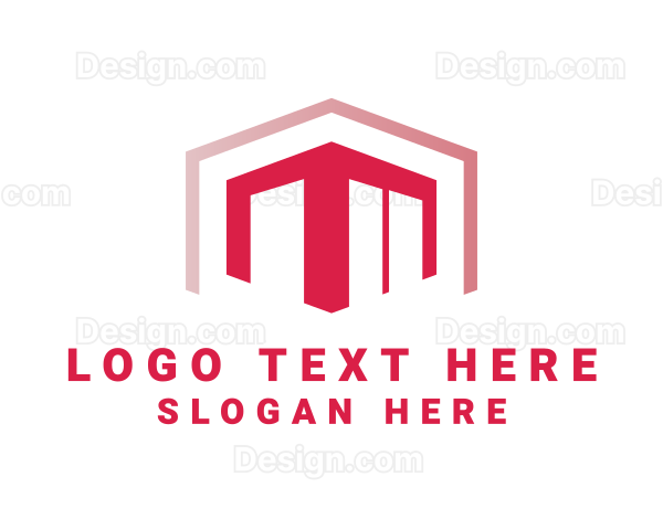 3D Geometric House Building Logo