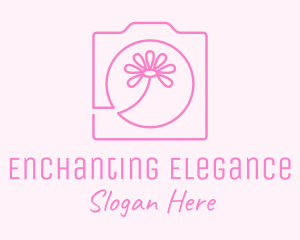 Pink Flower Photography Camera logo design