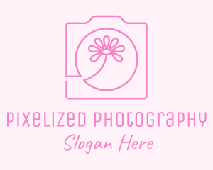 Pink Flower Photography Camera logo design