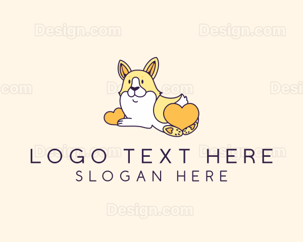 Cute Corgi Heart Logo