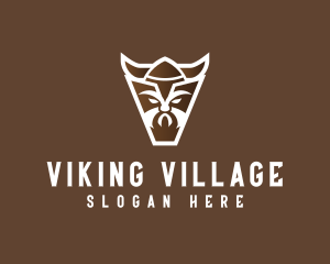 Viking Warrior Letter V logo design