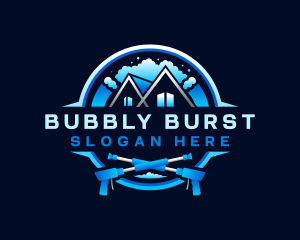 Pressure Wash Bubble Cleaning logo design