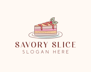 Cherry Cake Slice logo design