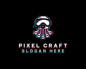 Glitch Octopus Esports logo design