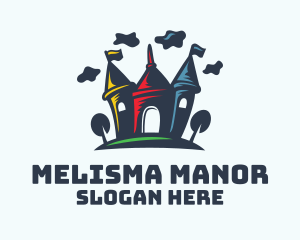 Crayon Cartoon Castle logo design