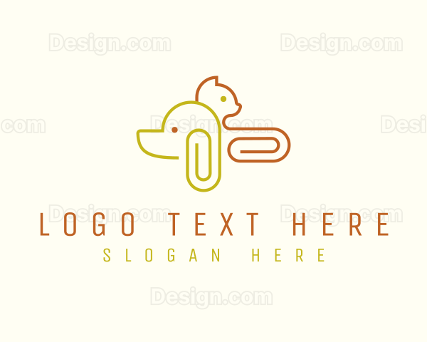 Dog Cat Paper Clip Logo