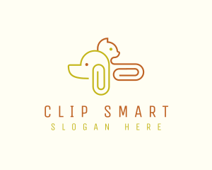 Dog Cat Paper Clip logo design