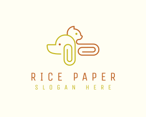 Dog Cat Paper Clip logo design