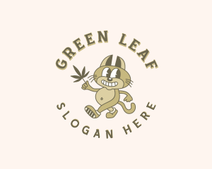 Cat Hemp Weed logo design