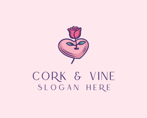 Romantic Heart Rose  logo design