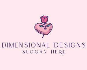 Romantic Heart Rose  logo design