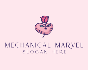 Romantic Heart Rose  logo design