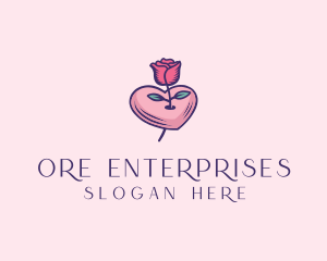 Romantic Heart Rose  logo design