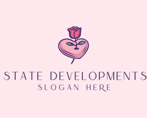 Romantic Heart Rose  logo design