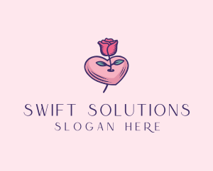 Romantic Heart Rose  logo design