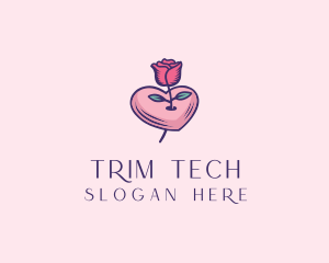 Romantic Heart Rose  logo design