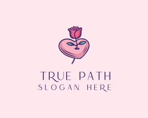 Romantic Heart Rose  logo design