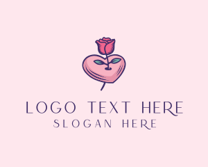 Heart - Romantic Heart Rose logo design