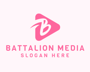 Pink Media Player Letter B logo design