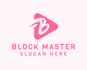 Pink Media Player Letter B logo design