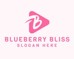 Pink Media Player Letter B logo design