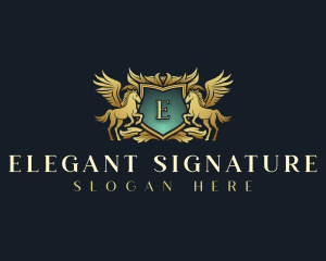 Elegant Pegasus Shield logo design