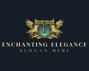 Elegant Pegasus Shield logo design