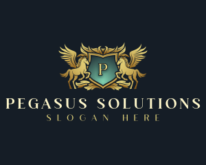 Elegant Pegasus Shield logo design