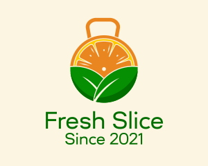 Kettlebell Orange Slice logo design