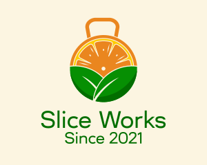 Kettlebell Orange Slice logo design