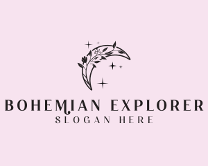 Bohemian Floral Moon logo design