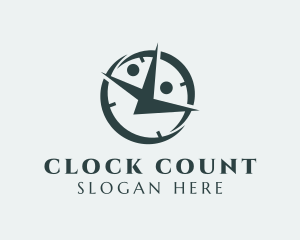 Yoga People Clock  logo design