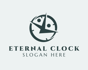 Yoga People Clock  logo design