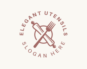 Rolling Pin Fork Utensil logo design