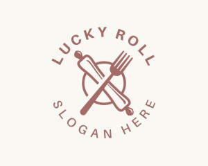 Rolling Pin Fork Utensil logo design