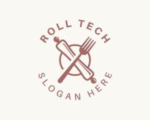 Rolling Pin Fork Utensil logo design