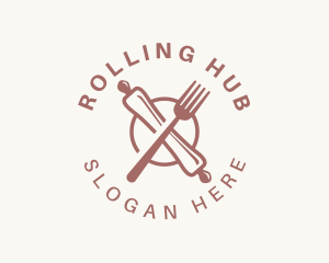 Rolling Pin Fork Utensil logo design