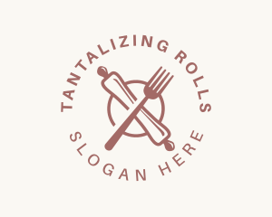 Rolling Pin Fork Utensil logo design