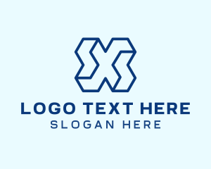 Blue Tech Letter X logo