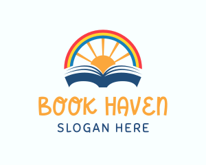 Rainbow Sunrise Book logo design