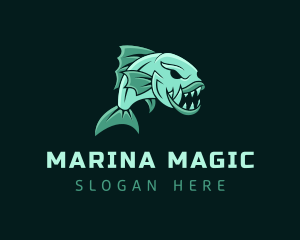 Piranha Ocean Fish logo design