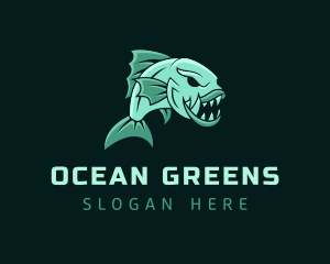 Piranha Ocean Fish logo design