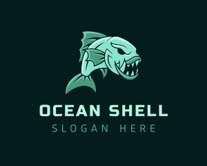 Piranha Ocean Fish logo design