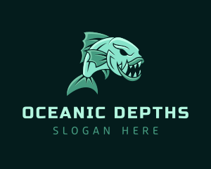 Piranha Ocean Fish logo design