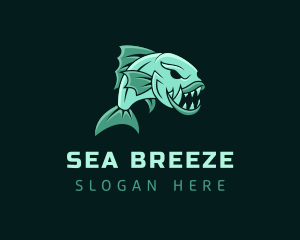 Piranha Ocean Fish logo design